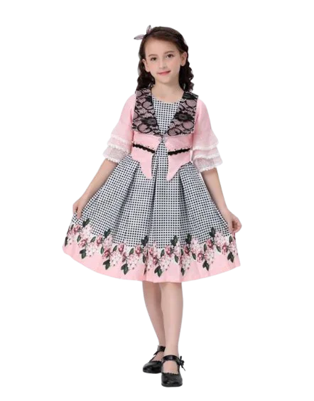 O-Neck Long Sleeve Kids Girls Dress Wholesale USA